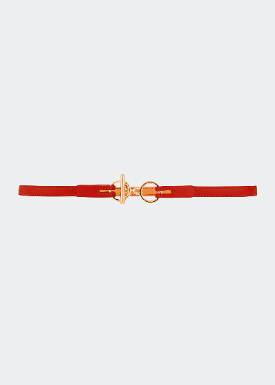 Vaincourt Paris L'attachante Small Leather Belt In Red