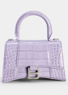 Balenciaga Hourglass Xs Crocodile-embossed Top-handle Bag In Lilac
