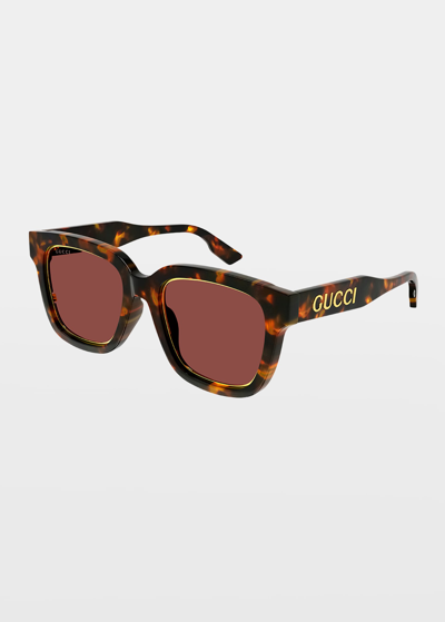 Gucci Logo 52mm Square Sunglasses In Havana