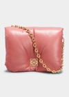 Loewe Goya Puffer Chained Shoulder Bag In Plumrose