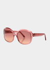 Tom Ford Chiara Round Plastic Sunglasses In Pink / Violet