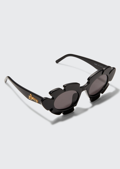 Loewe Flower Acetate Sunglasses In Shiny Black