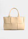 Bottega Veneta Small Arco Woven Leather Tote In Porridge/gold