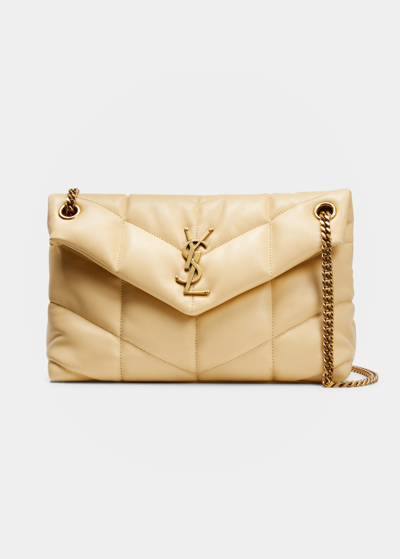 Saint Laurent Loulou Ysl Small Puffer Shoulder Bag In Jaune Pale