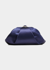 Judith Leiber Gemma Crystal Satin Clutch Bag In Silver/navy