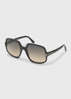 Tom Ford Gradient Square Acetate Sunglasses In Black Pattern