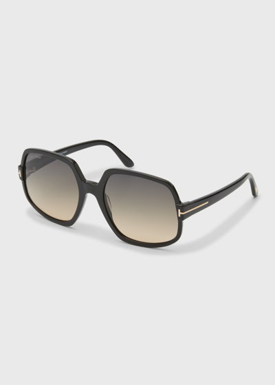 Tom Ford Gradient Square Acetate Sunglasses In Black Pattern
