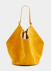 Khaite Lotus Medium Suede Shoulder Bag In 608 Mustard