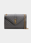 Saint Laurent Monogram Ysl Large Tri-quilted Envelope Chain Shoulder Bag In Storm