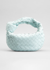Bottega Veneta Jodie Mini Intrecciato Knot Hobo Bag In Pale Blue