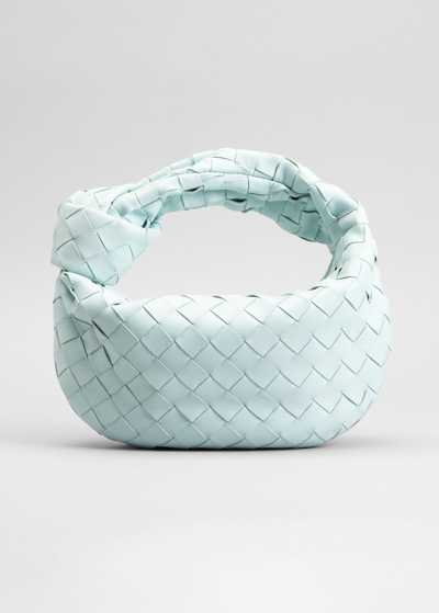 Bottega Veneta Jodie Mini Intrecciato Knot Hobo Bag In Pale Blue