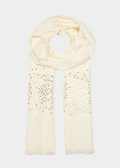 Sofia Cashmere Lightweight Cashmere Sequin Scarf In Ivory
