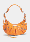 Balenciaga Cagole Xs Croc-effect Leather Shoulder Bag In Pop Orange