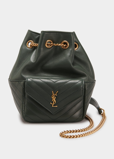 Saint Laurent Joe Mini Ysl Lambskin Backpack In 3045new Vert Fonc