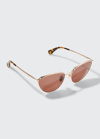 Max Mara Cat-eye Metal Sunglasses In Brown