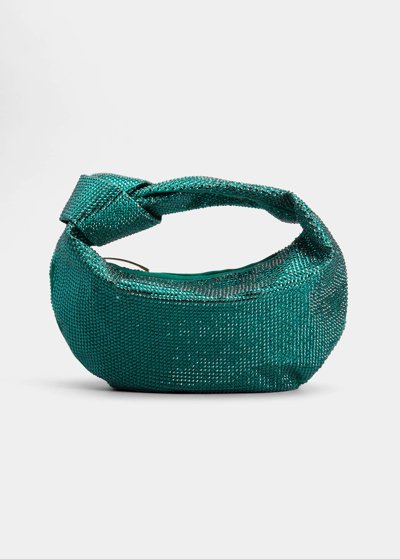 Bottega Veneta Jodie Mini Hotfix Rhinestone Top-handle Bag In Emerald