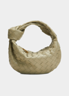 Bottega Veneta Jodie Mini Intrecciato Knot Hobo Bag In Travertine