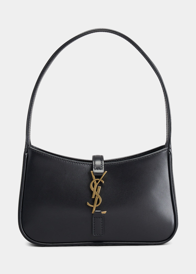 Saint Laurent Le 5 A 7 Micro Calfskin Hobo Bag In Nero