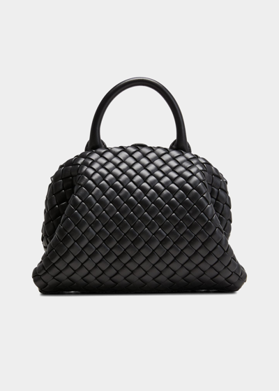 Bottega Veneta Cabat Mini Intrecciato-leather Top-handle Bag In Black