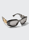 Versace Medusa Oval Plastic Sunglasses In Black