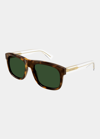 Saint Laurent Men's Rectangle Sunglasses In Havana