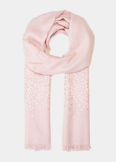 Sofia Cashmere Lightweight Cashmere Sequin Scarf In Pink