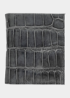 Abas Men's Glazed Alligator Compact Wallet; Monogram Available In Misty Grey