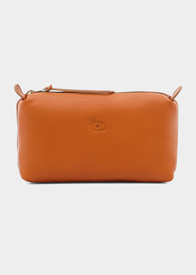 Il Bisonte Classic Zip Leather Cosmetic Bag
