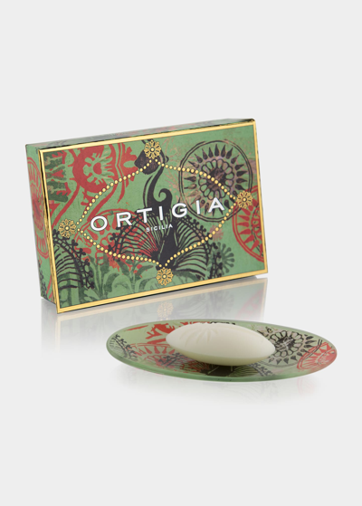 Ortigia 1.4oz Fico D India Glass Plate & Soap Set