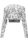 Dolce & Gabbana Sequined Top With Branded Elastic In Multicolor