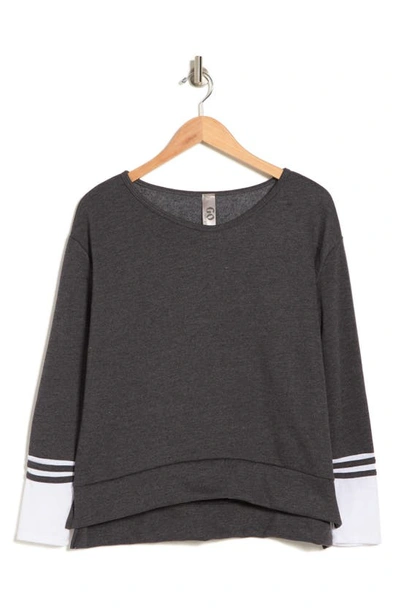 Go Couture Spring Varsity Long Sleeve Tee In Charcoal