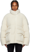 Off-white White Teddy Down Jacket In Sand Sand