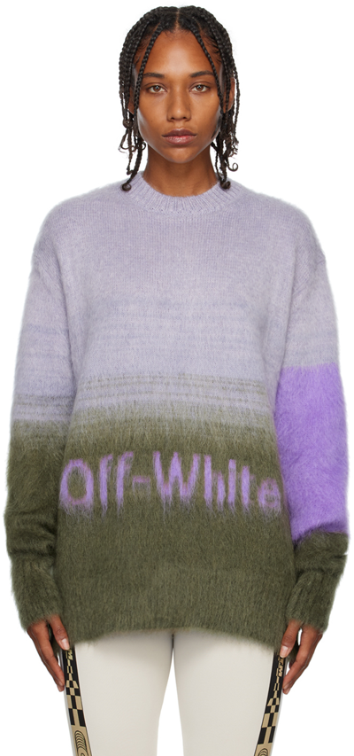 Off-white Mohair Helvetica Logo Crewneck T-shirt In Military