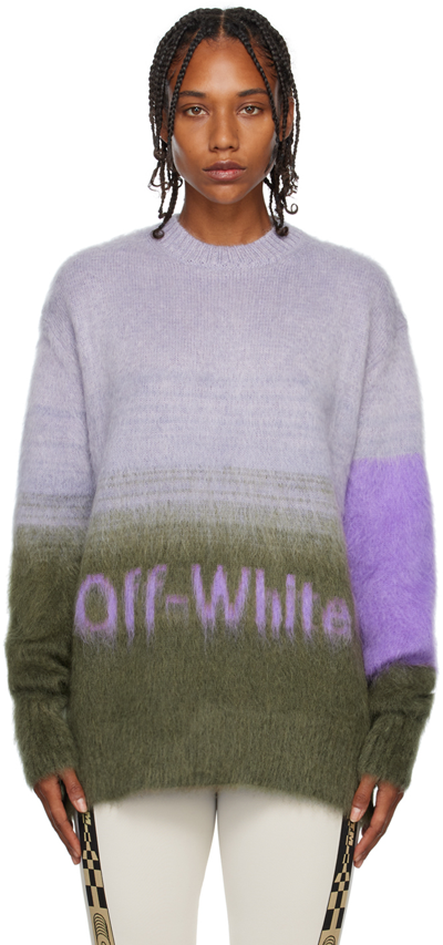 Off-white Mohair Helvetica Logo Crewneck T-shirt In Multicolor