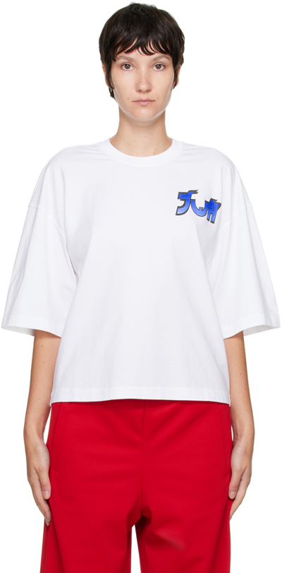 Jw Anderson + Run Hany Printed Cotton-jersey T-shirt In White