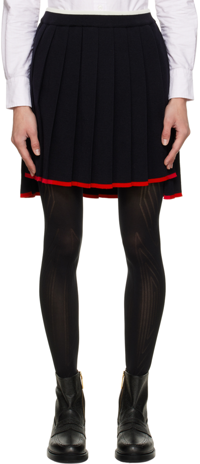 Thom Browne Pleated Mini Skirt In 415 Navy