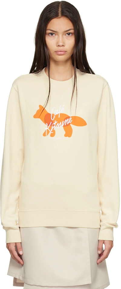 Maison Kitsuné Fox Cafe Knit Jumper In P203 Latte