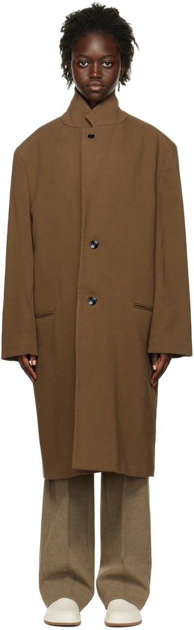 Lemaire Brown Chesterfield Coat In Br451 Hazelnut Brown