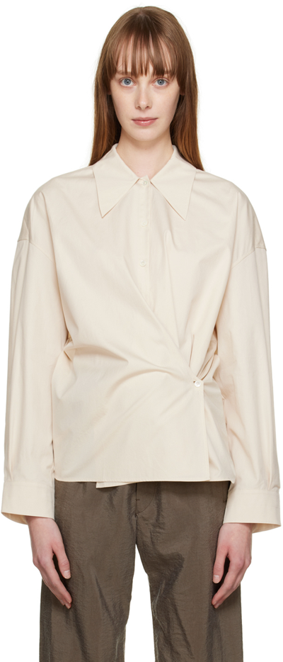 Lemaire Officer Collar Twisted Shirt In Neutrals