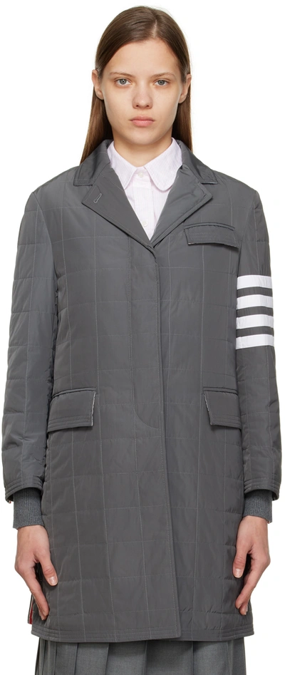 Thom Browne Quilted Chesterfield Coat In Grey