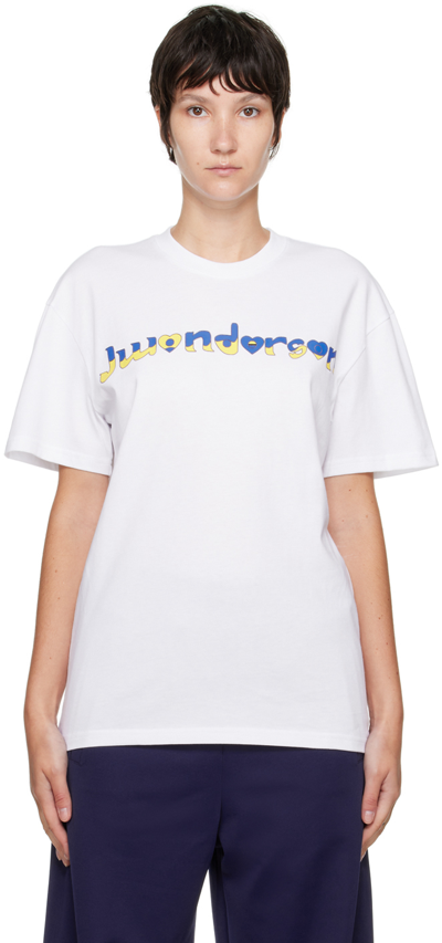 Jw Anderson X Run Hany Logo Print Crewneck T-shirt In White