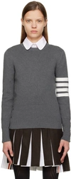 Thom Browne Womens Classic Sweatshirt In Classic Loop With Engineered 4 Bar In 035 Med Grey