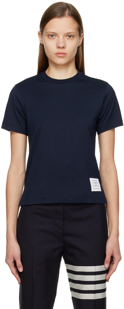 THOM BROWNE NAVY RELAXED T-SHIRT