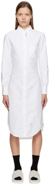 THOM BROWNE WHITE CLASSIC OXFORD MIDI DRESS