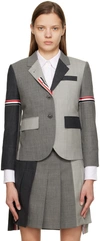 Thom Browne Grey Fun-mix Wool 2 Ply Fresco High Armhole Jacket In 025 Dk Grey