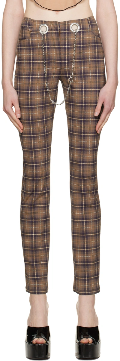 Miaou Brown Tommy Trousers In Chocolate Plaid