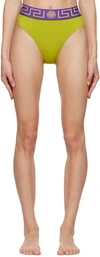Versace Greca Border Bikini Bottoms In 2gb00 Pale Avocado+p