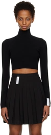 Rokh Black Ribbon Turtleneck In 00black