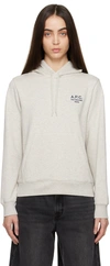 Apc A.p.c. Manuela Hoodie With Embroidered Logo In Paa Heathered Ecru