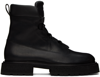 Giorgio Armani Black Embossed Boots In Black